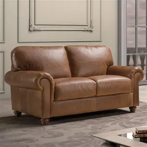 Oak World Portofino 2 Seat Italian Leather Sofa | Old Ranch Brown Made In Italy Comfort And Style