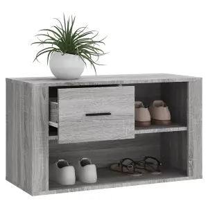 Berkfield Shoe Cabinet Grey Sonoma 80x35x45 cm Engineered Wood