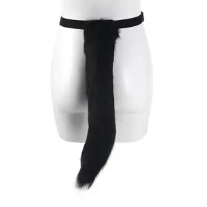 Halloween Cosplay Black Faux Fox Tail and Ear Headband Set