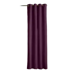 Velvet Chenille Thermal Fleece Lined Ring Top Door Curtain 137cm x 213cm Aubergine