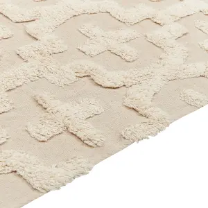 Cotton Area Rug 140 x 200 cm Beige ITANAGAR