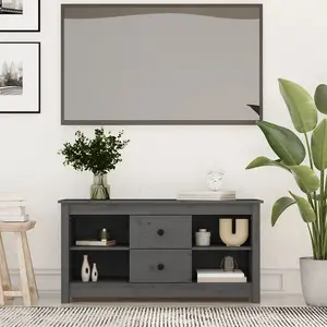 Berkfield TV Cabinet Grey 103x36.5x52 cm Solid Wood Pine