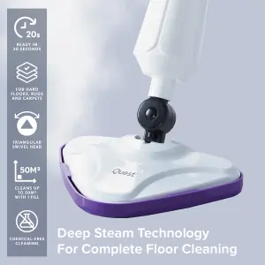 Quest Electric Steam Mop with Microfibre Brush Head