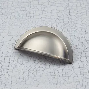 64mm Brushed Nickel Cup Handle Cabinet Cupboard Door Drawer Pull Kitchen Bedroom Bathroom Furniture Replacement Upcycle