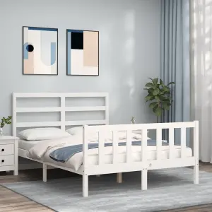 Berkfield Bed Frame with Headboard White 120x200 cm Solid Wood