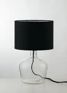 Luminosa HENDRIX Table Lamp with Round Shade Black, Fabric Lampshade 23x37cm