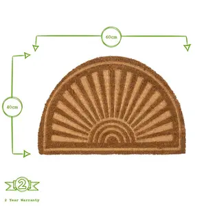 Nicola Spring - Coir Half Moon Door Mat - 60 x 40cm - Embossed