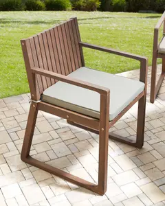 Set of 8 Garden Chairs with Cushions SASSARI Acacia Wood Taupe