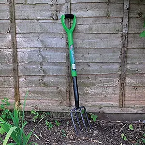 Border Fork Green Garden Farming Lightweight Gardening Hand Tools Soft Plastic Handle Grip Strong and Durable Carbon Steel