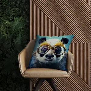 Panda With Golden Glasses Splashart Outdoor Cushion 45cm x 45cm