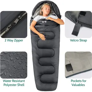 Mummy Sleeping Bag 3 Season Waterproof Adult Single Outdoor Camping Charcoal Trail