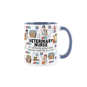 Vet Nurse Mug - Humorous Veterinary Trades Funny Novelty Gift - Tea/Coffee Hot Drinks Blue Ceramic Cup Present