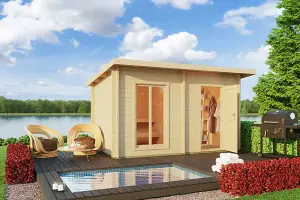 Lasita Sundborn Garden Room Office - 4m x 2.2m - Pent Log Cabin with Double Glazing