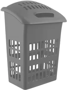 simpa 60L Upright Grey High Gloss Plastic Laundry Basket