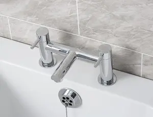 Bathroom Modern Bath Filler Waterfall Silver Mixer Tap