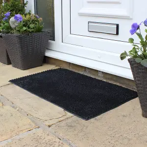 JVL Black Rubber Condor Astro Turf Effect Doormat 45x75cm