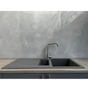 Liquida LG150GR 1.5 Bowl Granite Reversible Inset Grey Kitchen Sink With Waste