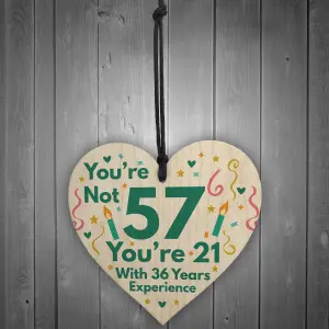 Red Ocean Funny Birthday Gifts Novelty 57th Birthday Gift Wooden Heart Sign Funny Birthday Card