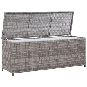 Berkfield Garden Storage Box Grey 150x50x60 cm Poly Rattan