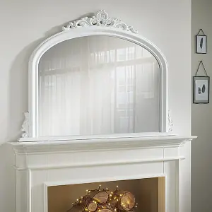 Overmantle Mirror Richmond Arched Shape with Antique White Frame- H 91cm x W 122cmx D 5cm for Hang Anywhere Inside of the Home