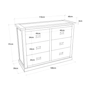 Tropea 6 Drawer Chest of Drawers Bras Drop Handle