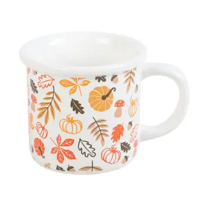 Something Different Autumn Leaves And Pumpkins Mug White/Orange/Red (One Size)