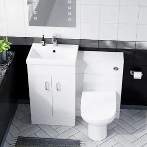 Nes Home Nanuya 500mm Vanity Basin, WC Unit & Elso Back to Wall Toilet Pan