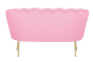 2 Seater Loveseat Small Sofa in Velvet Pink