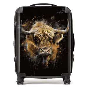 Bronze Splashart Highland Cow Suitcase - Large