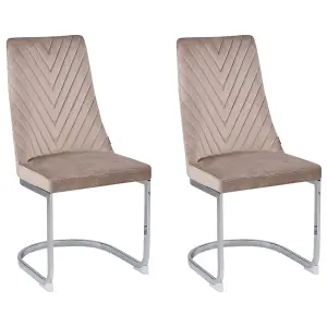 Set of 2 Dining Chairs ALTOONA Velvet Beige