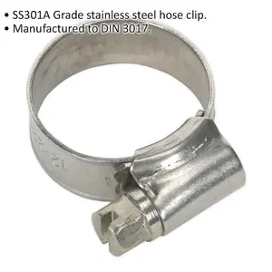 10 PACK Stainless Steel Hose Clip - 16 to 22mm Diameter - Hose Pipe Clip Fixing