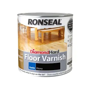 Ronseal Diamond Hard Floor Varnish Ebony Satin Wood Floor Varnish, 2.5L