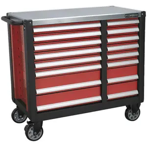 16 Drawer Mobile Workstation with Heavy-Duty Ball Bearing Slides and Steel Construction