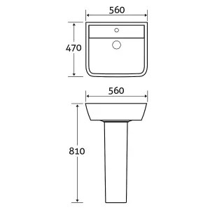 Thornfield White Close Coupled Toilet & Full Pedestal Basin Set