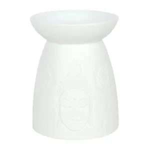 Ceramic Buddha Face Oil Burner - White