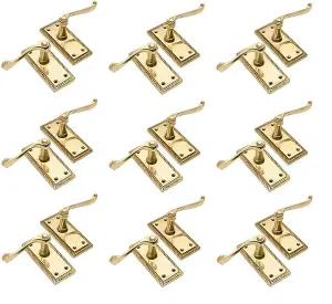 9 Pair of Polished Brass Georgian Lever Latch Hnadles 107mm x 48mm  - Golden Grace