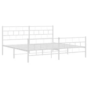 Berkfield Metal Bed Frame with Headboard and Footboard White 200x200 cm