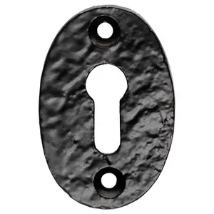 Oval Shaped Escutcheon Lock Profile 49 x 32.5mm Black Antique Keyhole Cover