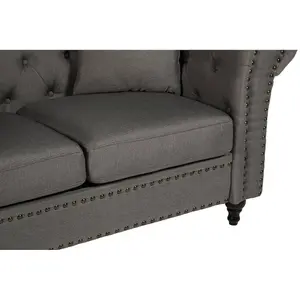 Interiors By Premier Fabric Uphoplstered 2 Seat Grey Chesterfield Sofa, Durable Small Two Seater Sofa, Versatile Sofa For Bedroom