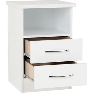 Cascio 2 Drawer Bedside Table White Gloss