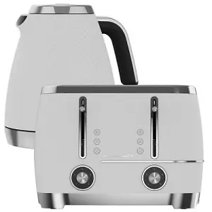 Beko Cosmopolis Dome Kettle And 4 Slice Toaster Set White/Chrome