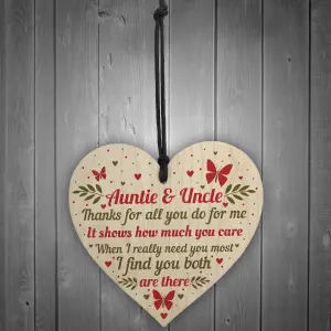 Red Ocean Handmade Gift For Auntie and Uncle Joint Gifts Hanging Wooden Heart Birthday Christmas Gift