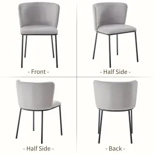 Set of 4 Sherpa Dining Chairs, Velvet Upholstered Kitchen Chairs with Curved Back Accent Arm Chairs Side Chairs Grey