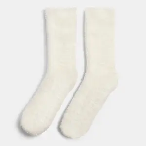 3 x Pairs of Fluffy Fleece Lounge Soft Ladies Socks, Grey, Blush, Cream