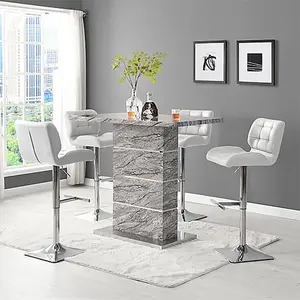 Parini Melange Marble Effect Bar Table 4 Candid White Stools