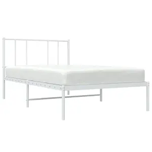 Berkfield Metal Bed Frame with Headboard White 75x190 cm 2FT6 Small Single