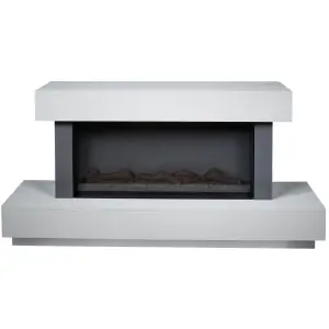 Suncrest Madison Grey & white Glass, MDF & metal Freestanding Electric fire suite