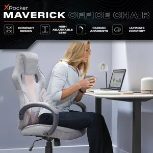 X-Rocker Maverick PC Office Gaming Chair, Ergonomic Computer Desk Chair, Mid Back Chair, Head Rest & Lumbar Support - PINK / GREY