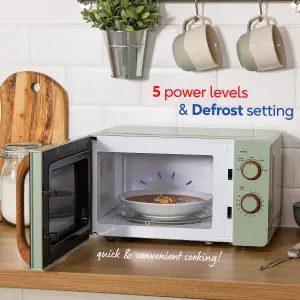 Russell Hobbs Scandi Microwave 17 Litre 700W Matt Green Wood Effect Manual RHMM713MG-N