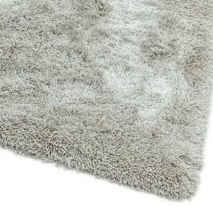 Handmade Modern Plain Silver Shaggy Sparkle Easy to clean Rug for Bed Room Living Room and Dining Room-100cm X 150cm